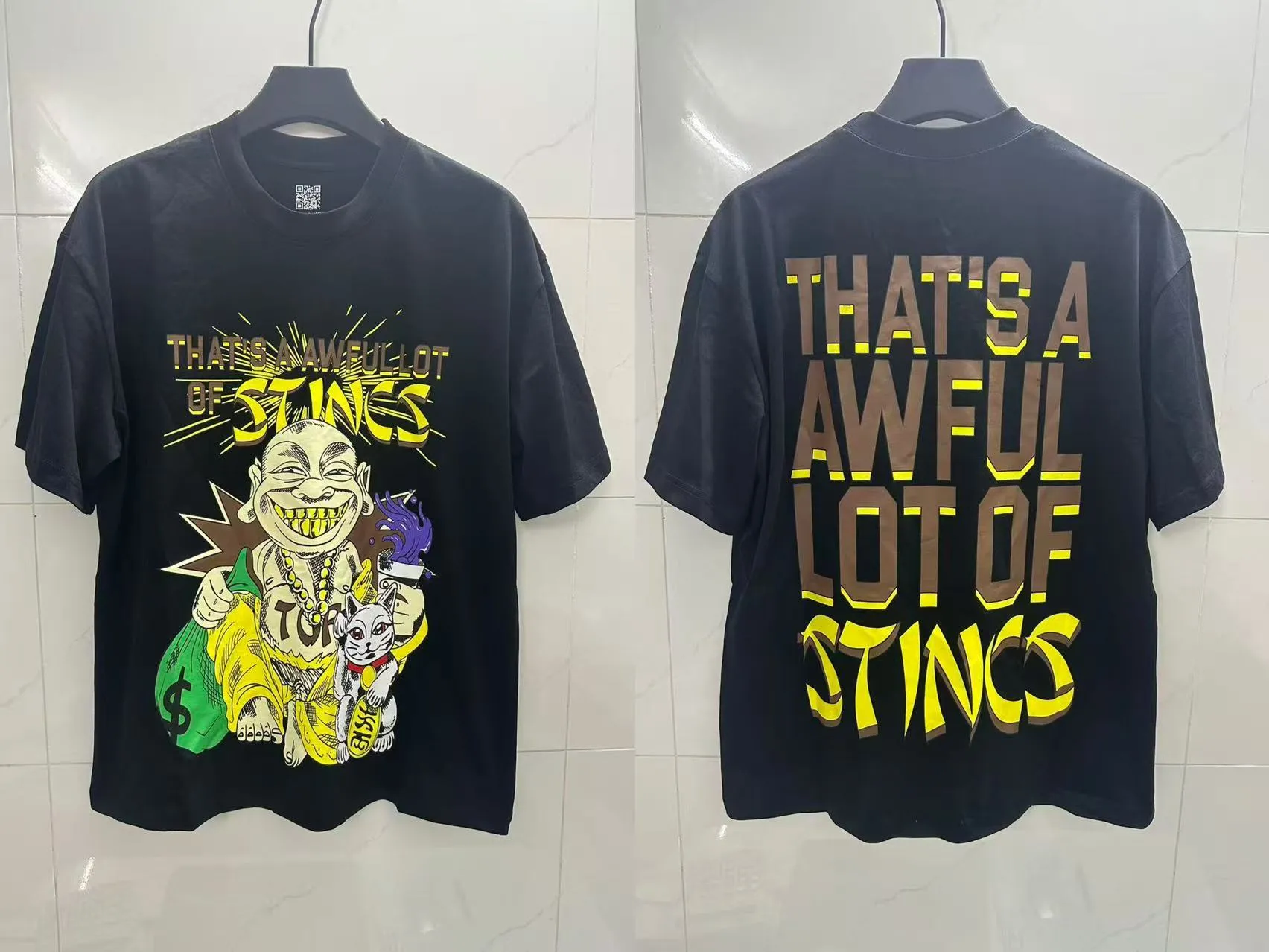 2232# Black ｜ P60 THAT'S A AWFUL LOT OF COUGH SYRUP In Stock T （fabric):32 240 Sizes（size）：S-M- L- X L （colour）： Black